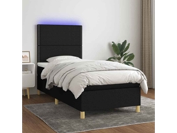 Vidaxl Cama Box Spring C/ Colchão E Led 80x200 Cm Tecido Preto