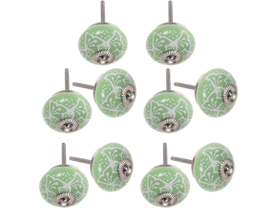 Luxshiny Conjunto De 10 Puxadores Redondos Cerâmica Verde Para Gavetas, Armários, Cômodas E Móveis Em Geral Dimensões