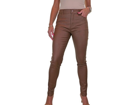 Jeans de Mulher PAULO DUE High Rise Coated Castanho (48)