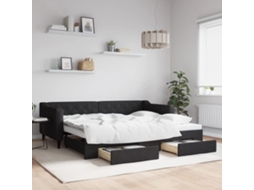 Vidaxl Sofá-cama Com Gavetão E Gavetas 90x200 Cm Tecido Preto