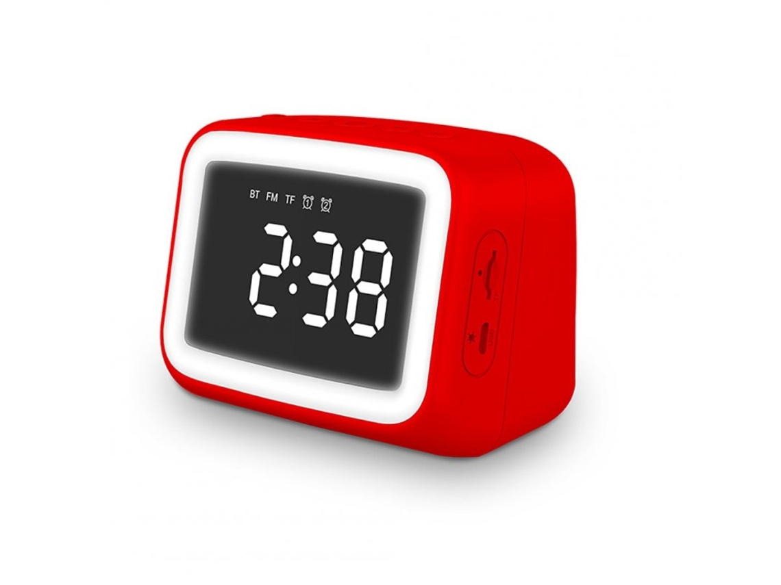 Coluna Bluetooth Hd Espelho Exibição Led Despertador Digital Inteligente Cartão De Luz Noturna Leitor De Áudio Fm Vermelho*