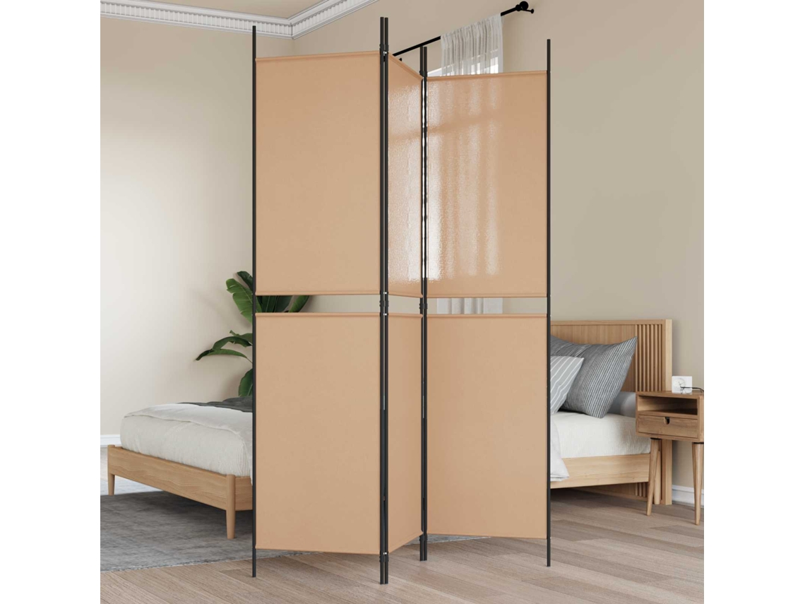 Vidaxl Divisória De Ambiente De 3 Painéis Bege 150 X 200 Cm Tecido