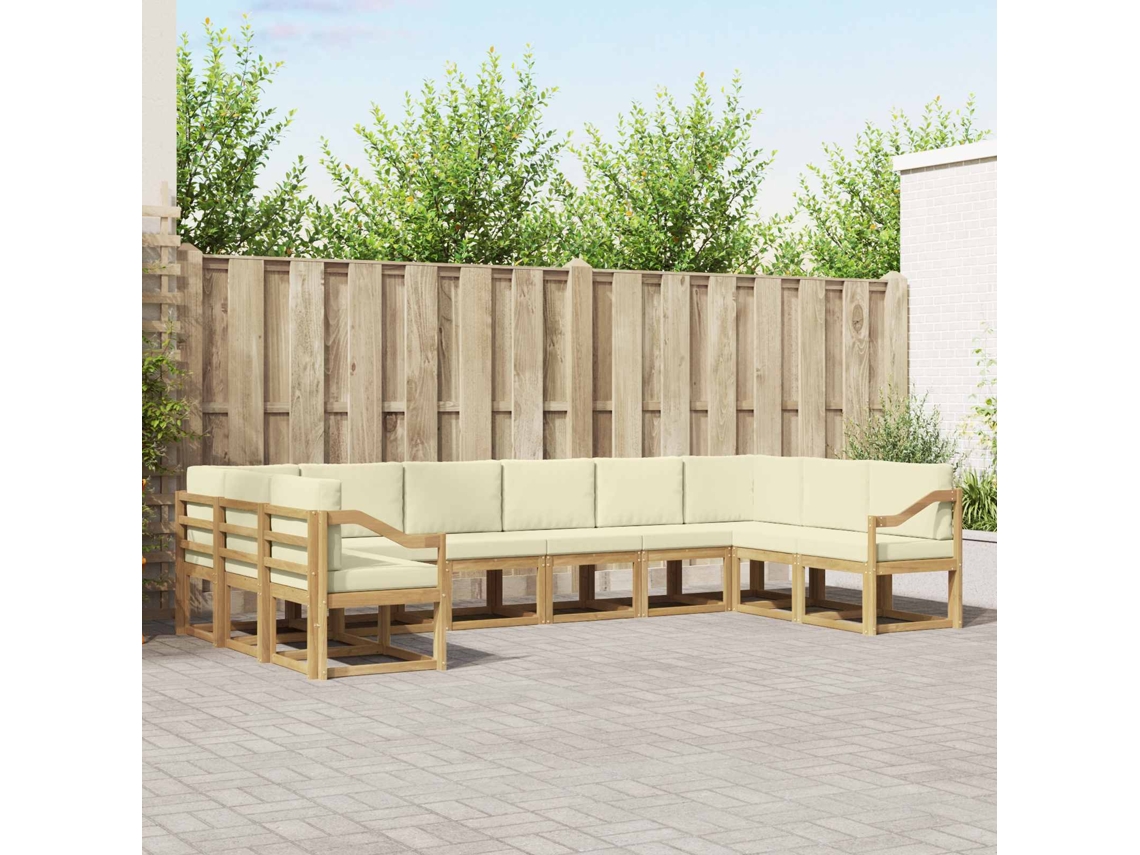 Vidaxl Conjunto De Sofás Para Exterior 10 Unid. Branco E Creme