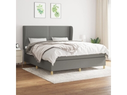 Vidaxl Cama Com Molas/colchão 180x200 Cm Tecido Cinzento-escuro