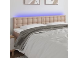 Vidaxl Cabeceira Cama C/ Led Couro Artificial 180x5x78/88cm Cappuccino