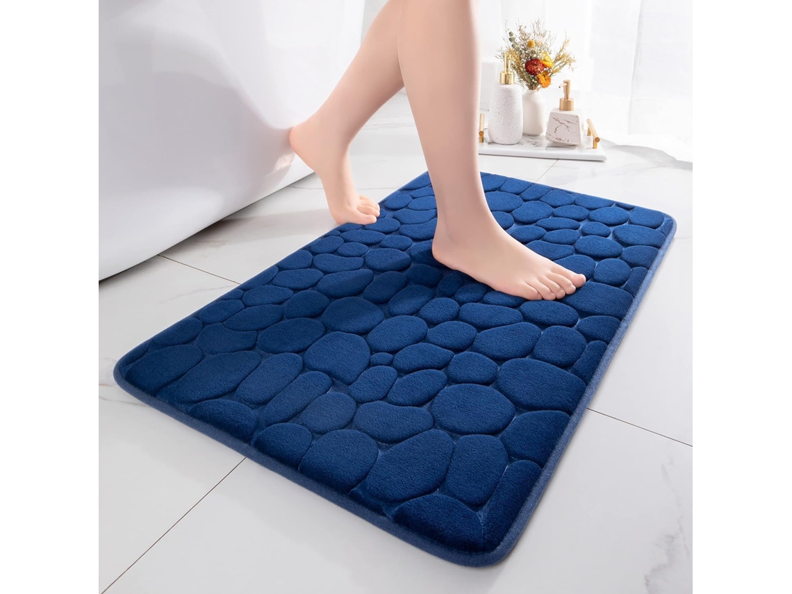 Tapete De Banheiro - Portátil - Absorvente - Decorativo Antiderrapante - 60×90 Cm, Azul Escuro