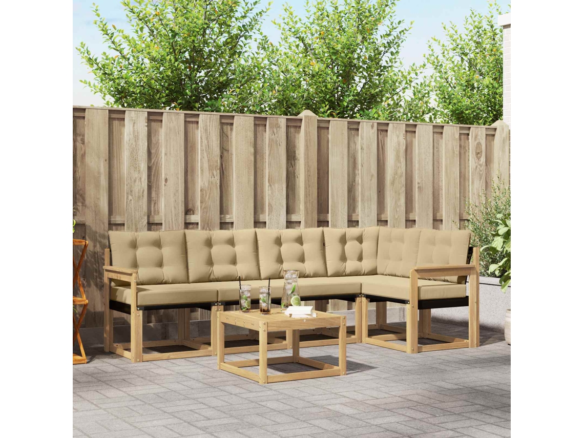 Vidaxl Conjunto De Sofás Para Exterior 6 Unid. Branco E Bege
