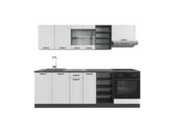 Cozinha R-Line, 240 cm sem bancada, Cottage branco/antracite, Vicco