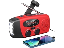 Rádio de Manivela AQUAFORGE com célula solar, lanterna led e bateria externa de 2000mah com função sos