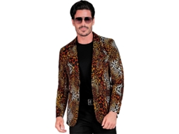 Fato de festa ou jaqueta com estampa animal de leopardo escuro para homem