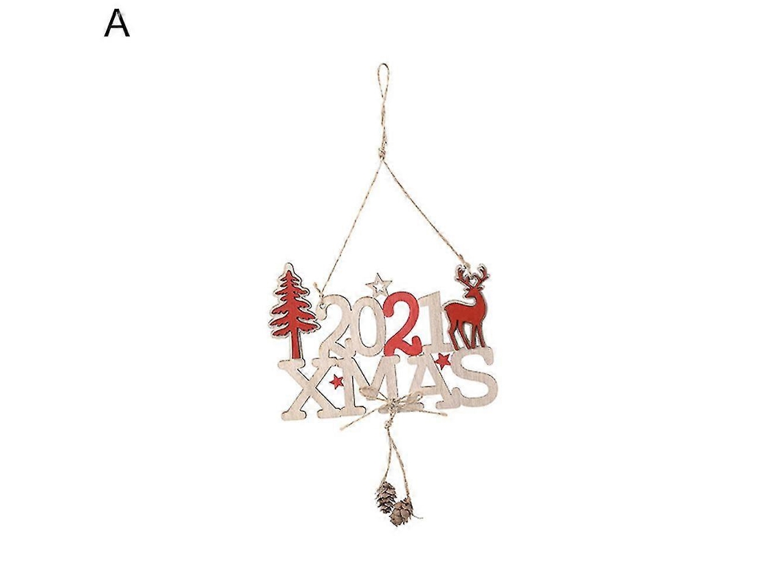 Decoração De Natal 2021, Presente De Ano Novo, Pingente De Madeira Com Letras E Veado Para Pendurar Hengjian