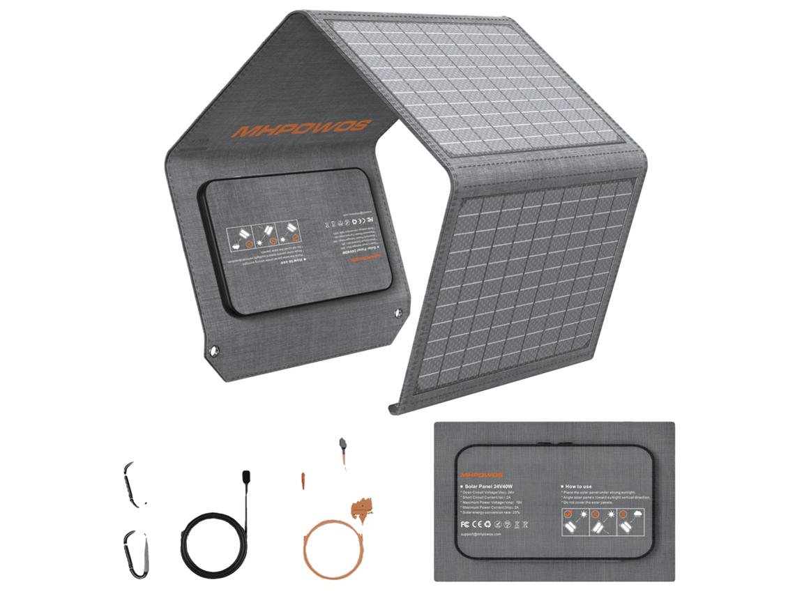 Carregador Solar, Resistente À Água, Design Portátil, Painel Solar De 40w