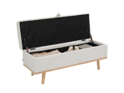 Baú 80l Tecido Macio Pernas Madeira 118x42x45cm, Creme