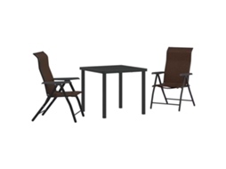 Conjunto de Móveis para Jardim HARLANV1 com 5 Pcs para Refeição Vime e Polipropileno Preto