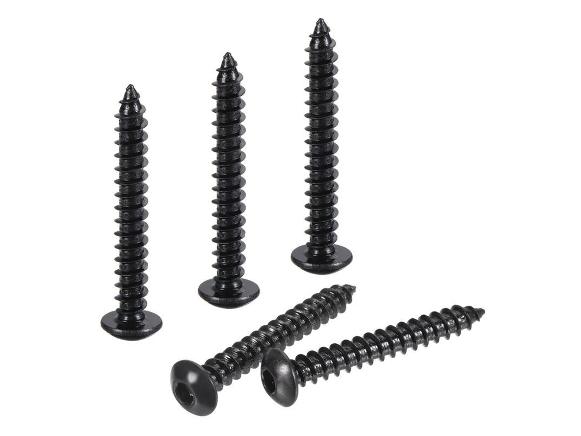 Tornillos Autoperforantes De Acero Al Carbono M4 X 30mm Con Cabeza De Hexágono Negro (50 Unidades)