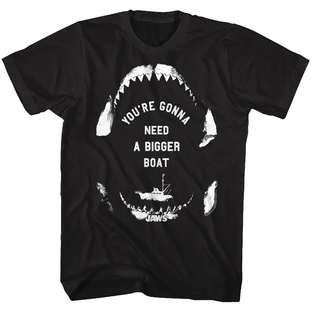 Rockinstone Jaws Movie Sailing Wisdom Black Adult T-shirt Size:s