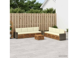 Vidaxl Conjunto De Sofás Para Exterior 9 Unid. Natural E Creme
