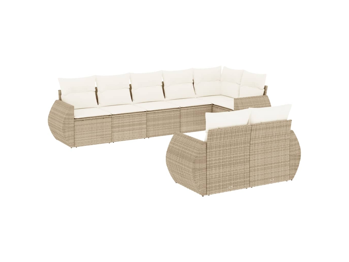 Conjunto de 8 Sofás para Jardim com Almofadões Vime Pe Bege MAISON EXCLUSIVE (8 pcs)