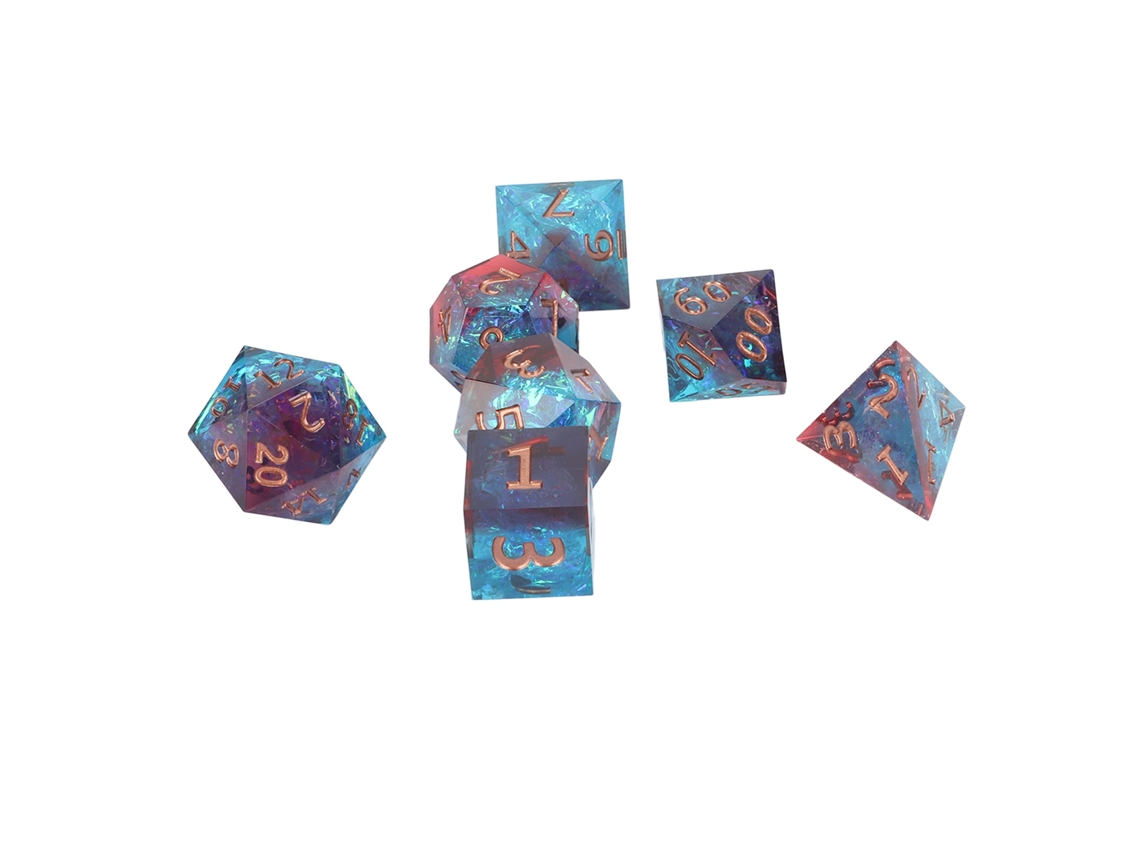 Ats conjunto de 7 Dados Poliédricos de Resina com Dígitos Claros para Jogos de Mesa e Rpg
