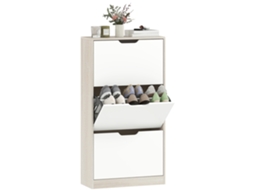 Sapateiro Estreito 3 Portas Dobráveis Sapateiro Salão de Entrada para 18 Pares Sapatos 62,5x26x117,5 Cm Carvalho e Branco Ge