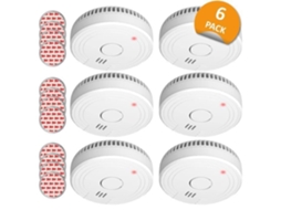 Pacote Com 6 Detectores De Fumaça Elro Fs1805 Com Ímã E Bateria De 5 Anos, Branco