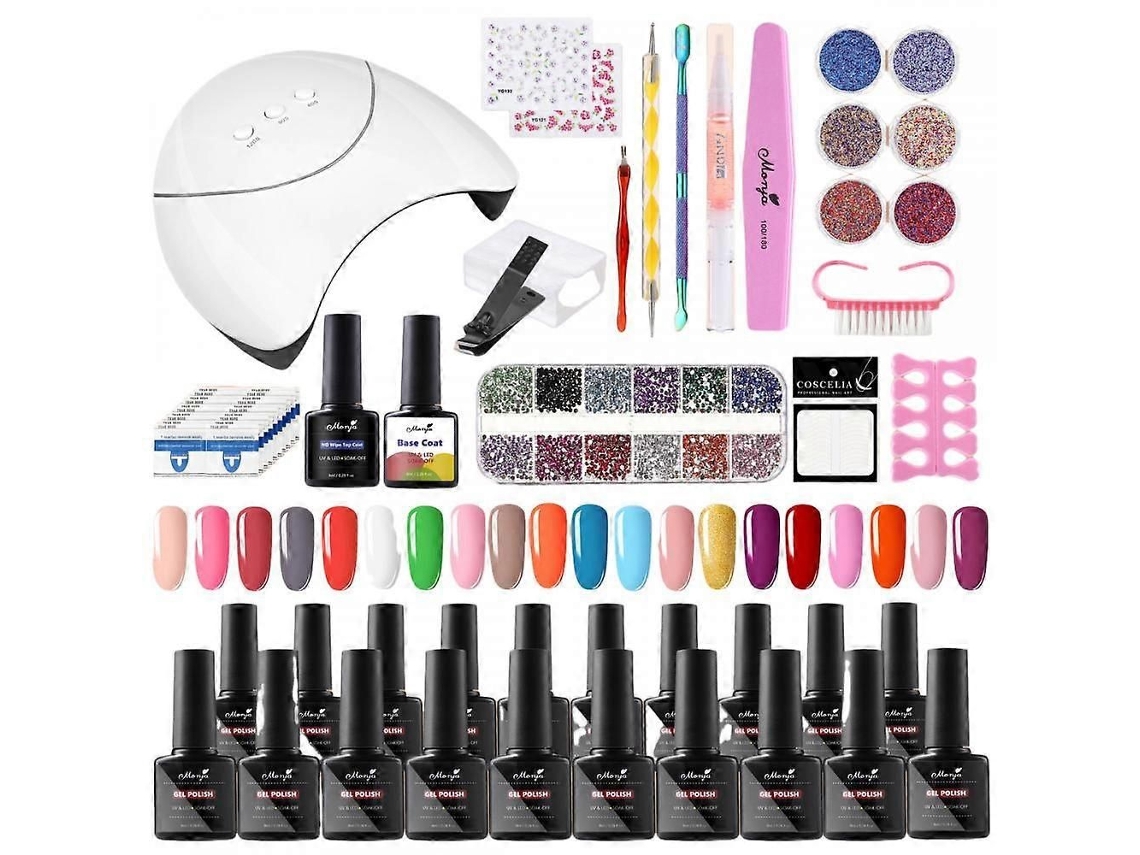20pcs Complete Uv Gel Nail Kit Semi Permanent Polish 36w Uv/led Lamp Builder Art Tools Begin Ners Manicure Gift F GOKOCO