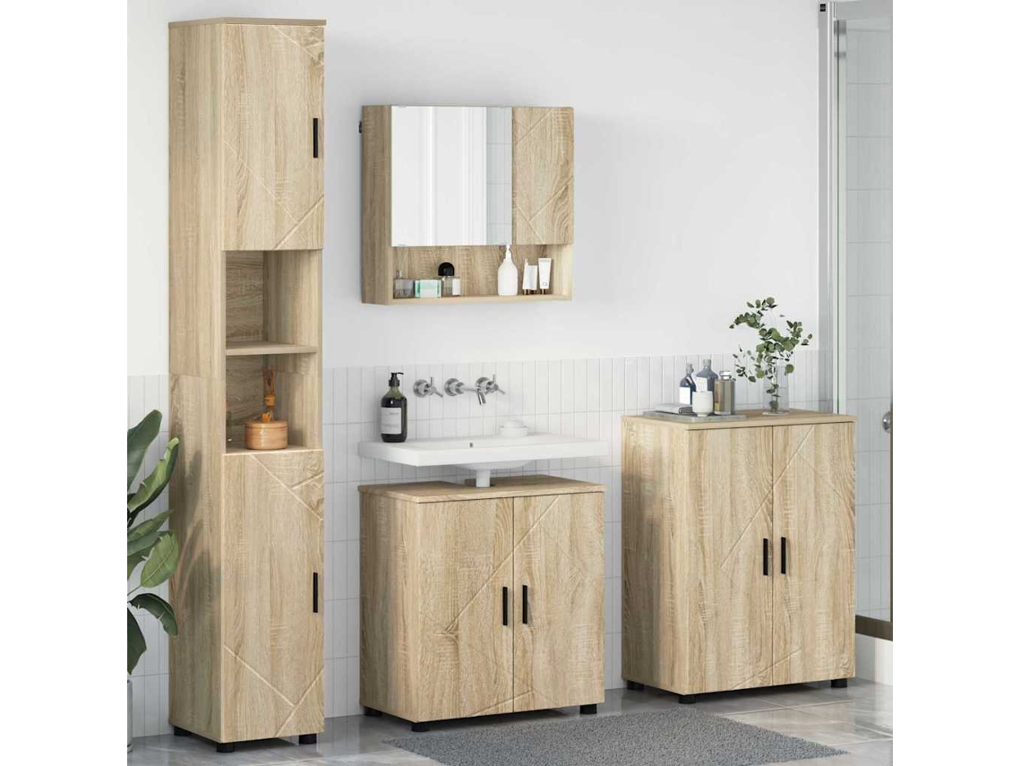 Vidaxl Conjunto De Móveis Para Banheiro 4 Unid. Carvalho Sonoma