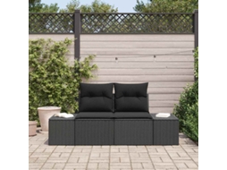 Vidaxl Sofá De Jardim Com Almofada Preto 184 X 62 X 69 Cm Vime Pe