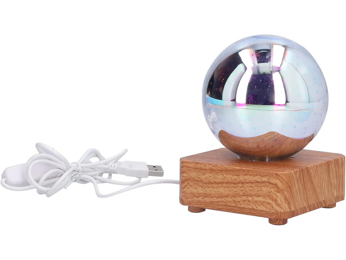 Luminária Noturna Led Com Esfera De Vidro Alimentada Por Usb, Lâmpada