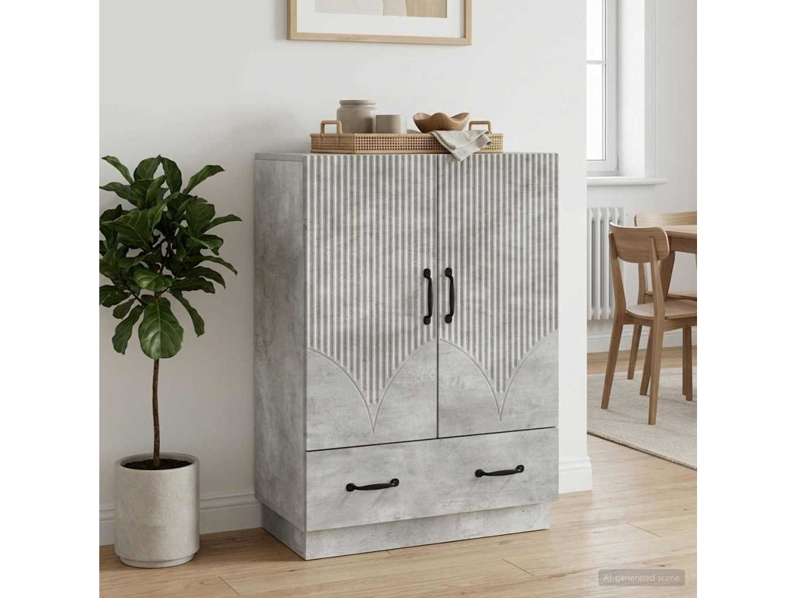 Vidaxl Buffet Cinzento Cimento 66 X 34,5 X 92 Cm Derivados De Madeira