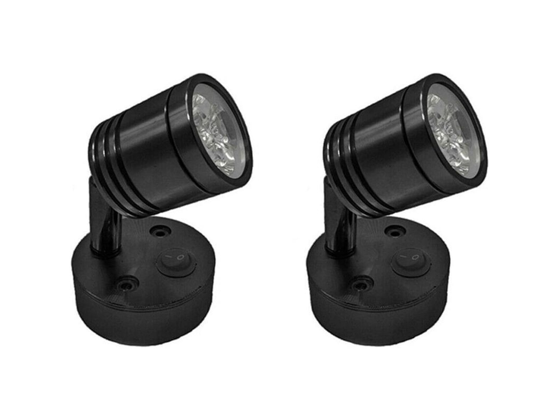 Luz de Leitura LED Nova Line 12v Ajustável, Spot de Parede, para Cabeceira, Caravana, Barco, Preto | S/MARCA