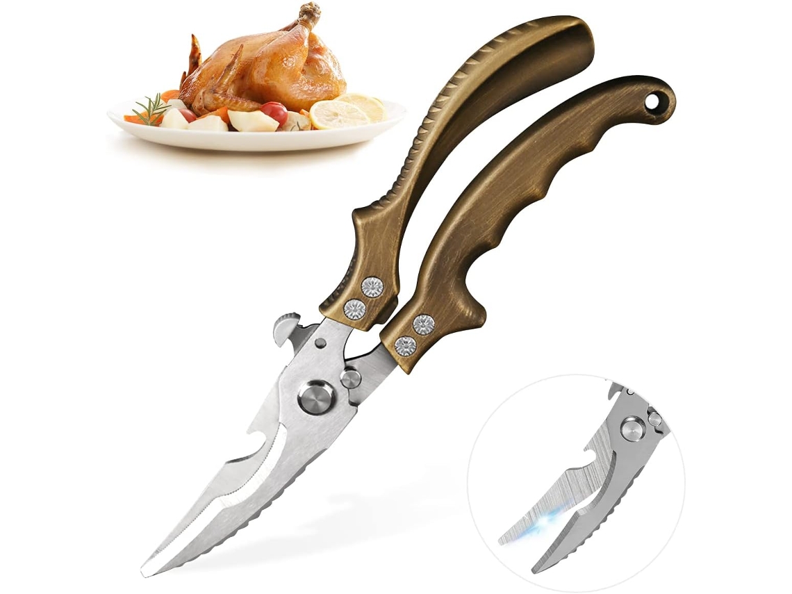 Lurelia Tesoura Aves Aço Inoxidável Com Mola Abridor Integrado 1 A 3 Cm Frango Peixe Carne