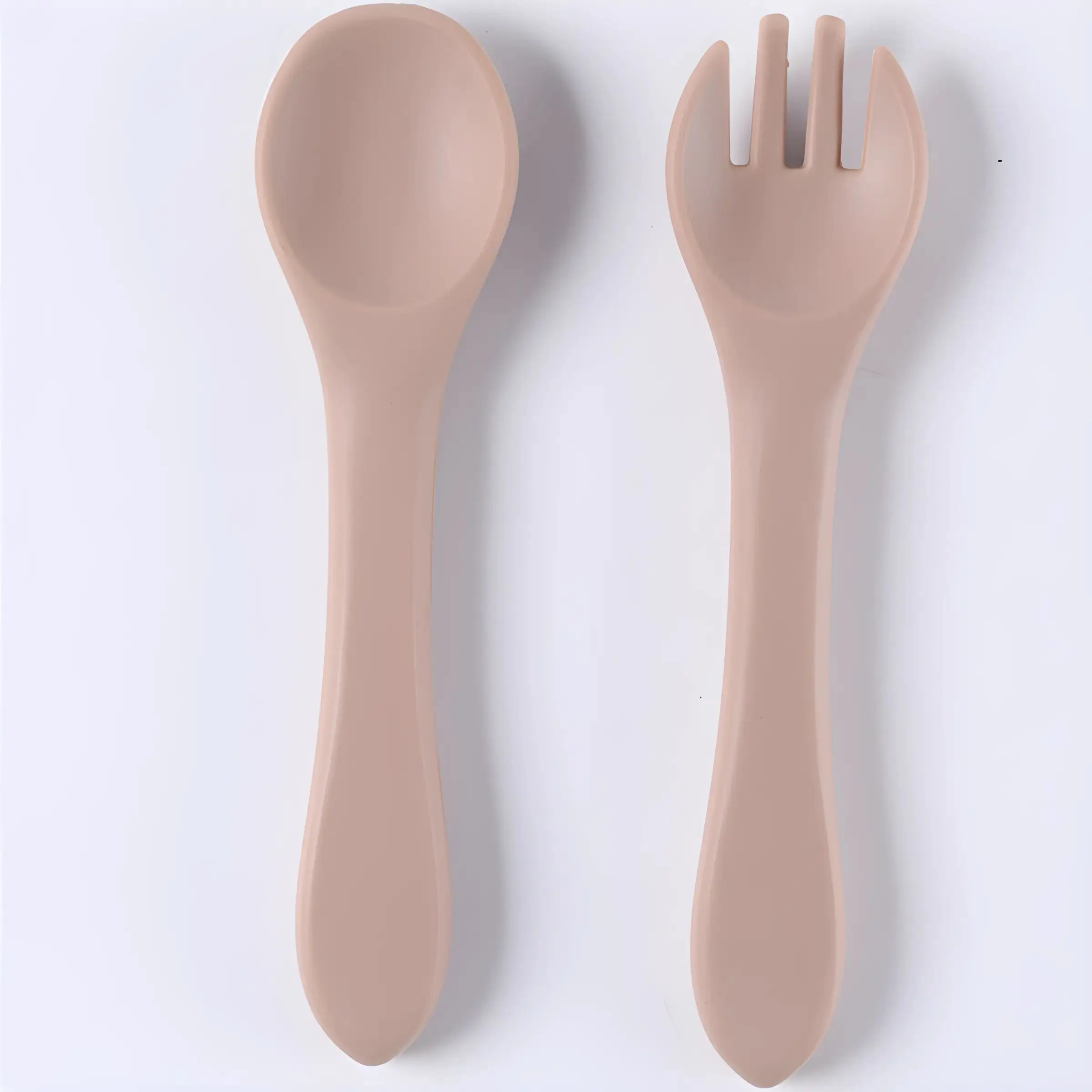 Colher de Silicone para Bebês e Crianças, Adequada para Crianças de 0 a 12 Anos. MDUG (marrom Claro)