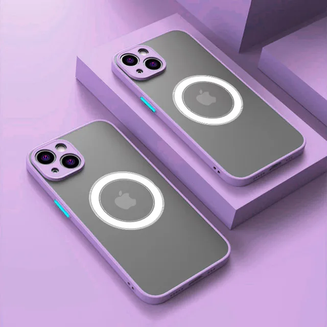 Capa Protetora Magnética (roxa Clara) Para Iphone Xr, Capa De Carregamento À Prova De Choque.