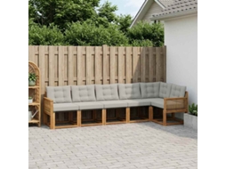 Vidaxl Conjunto De Sofás Para Exterior 6 Pcs Natural E Cinzento-claro