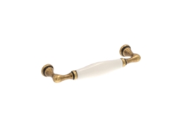 Puxador para Móveis em Zamac e Porcelana Distância Central 96mm Florença Antiga Conjunto de 6 HARDWAREXCHANGE