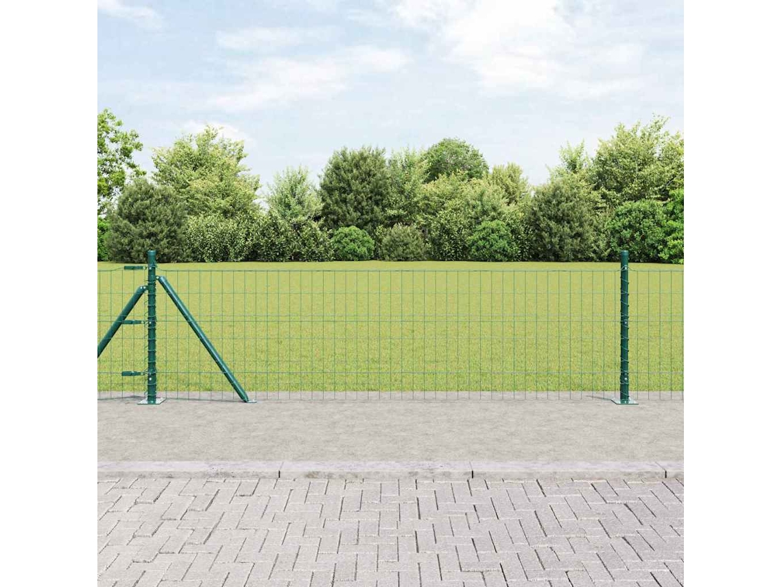 Vidaxl Cerca Europeia Com Base De Concreto 10 X 0,6 M Verde Malha