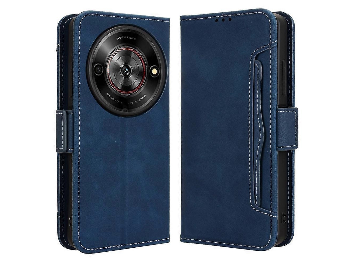 Compre Capa De Couro Tipo Carteira Para Celular Zte Blade A75 5g / Nubia Focus Com Vários Compartimentos Para Cartões, Azul