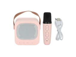 Máquina de Karaokê Mini com Alto-falante Bluetooth e Microfone Sem Fio Rosa S/MARCA