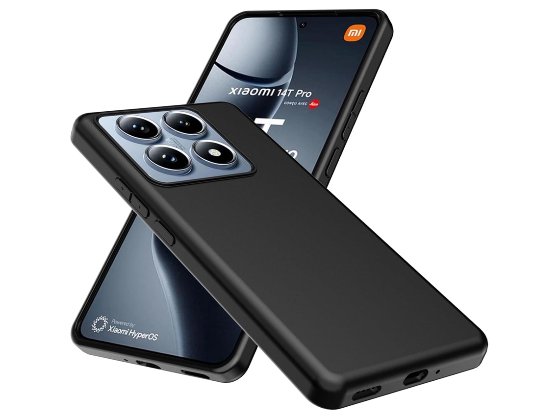 Capa Para Xiaomi 14t Pro (5g) Gel Tpu Silicone Capa Preta Gtrpesp Protetor De Tela De Vidro Temperado Movilearvayotoy