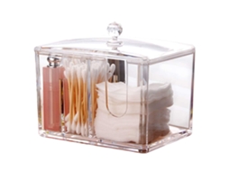 Organizador De Algodão Com Tampa, Dispensador Para Algodão Hidrófilo E Cotonetes, Em Acrílico Transparente, Com 4 Compartimentos. Aquaforge