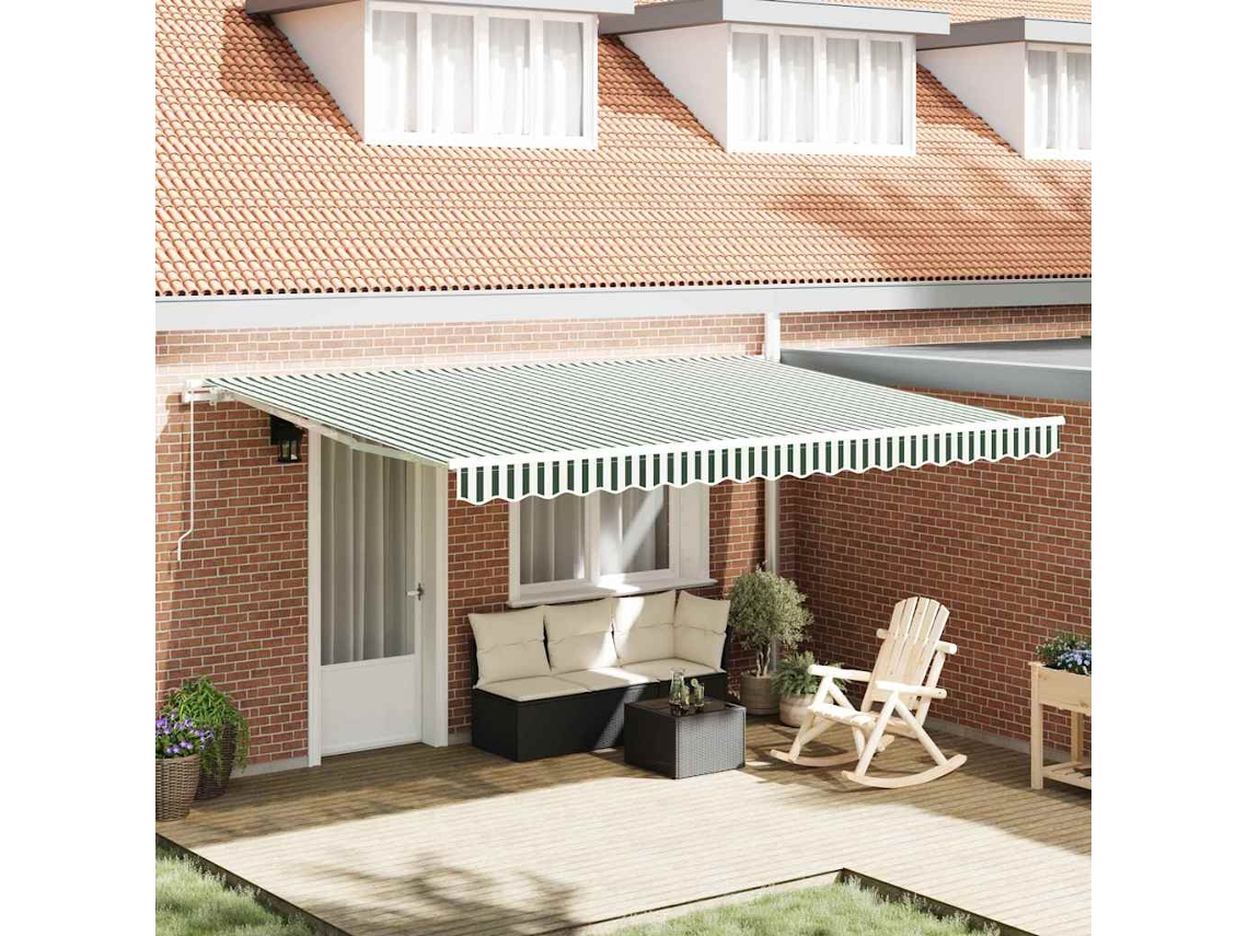 Vidaxl Tecido De Substituição Para Toldo Verde E Branco 430 X 345 Cm