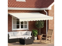Vidaxl Estrutura De Toldo Manual Com Leds Creme E Branco 2,5 X 2 M