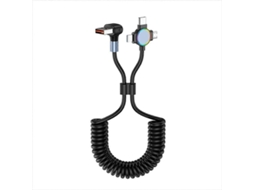Cabo De Carregamento Usb 3 Em 1 Com Mola, Rgb, 6a, Tipo C, Micro Usb, Cabo De Dados Para Carregamento Rápido. Nostalgia88