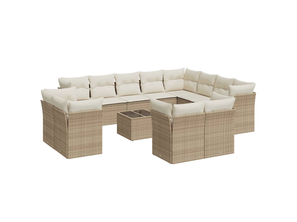 Maison Exclusive - 13 Pcs Conjunto De Sofás P/ Jardim Com Almofadões Vime Pe Bege