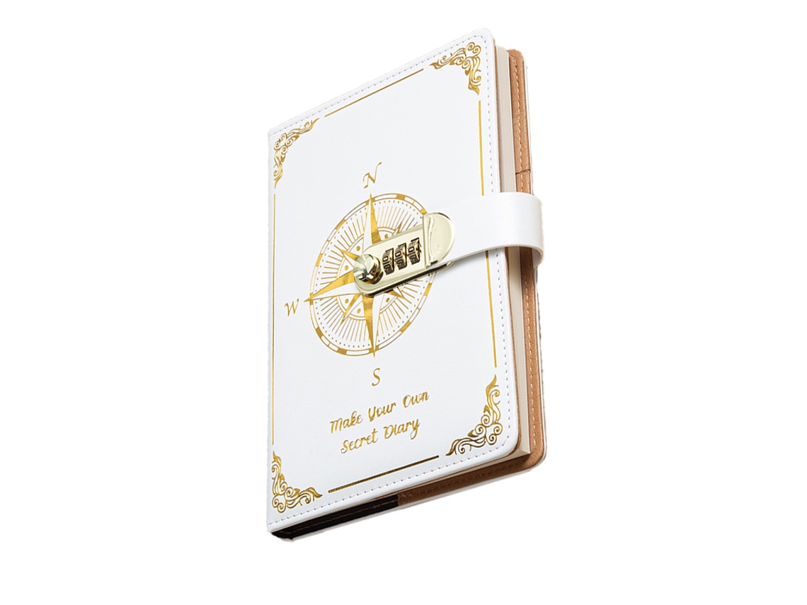 Caderno Com Senha, Diário Com Trava Para Privacidade, Branco