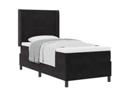 Cama Box com Colchão com Cabeceira Preto Veludo MAISON EXCLUSIVE (100x200 cm)