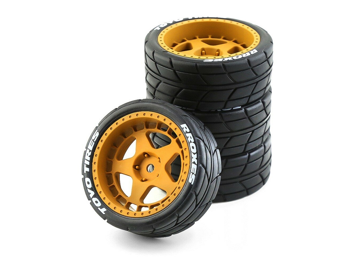 Conjunto 4 Pneus Rodas Brancos Drift Rally Rc Hex 12mm Wltoys 124019 Hpi Kyosho Tamiya Tt02 Xv01 1/10 Peças Modelos Veículos MDUG