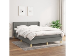 Vidaxl Cama Com Molas/colchão 140x190 Cm Tecido Cinzento-escuro