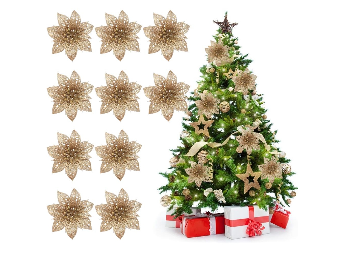 Laxiscreed Flores Artificiais De 10cm Reutilizáveis Para Decoração De Natal E Árvore